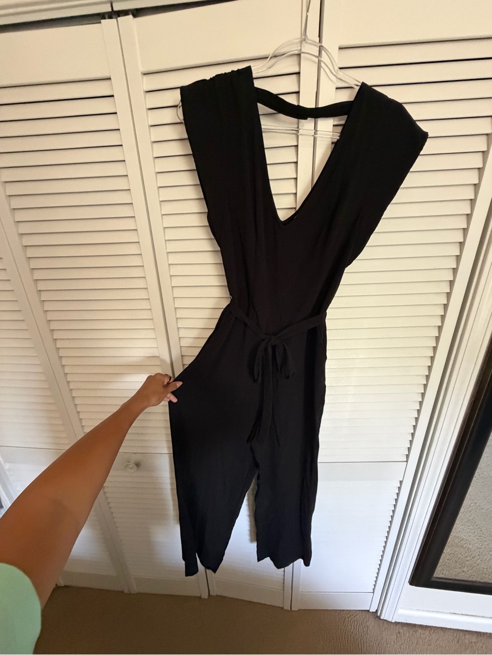 a new day Black V-Neck Tie-Waist Jumpsuit